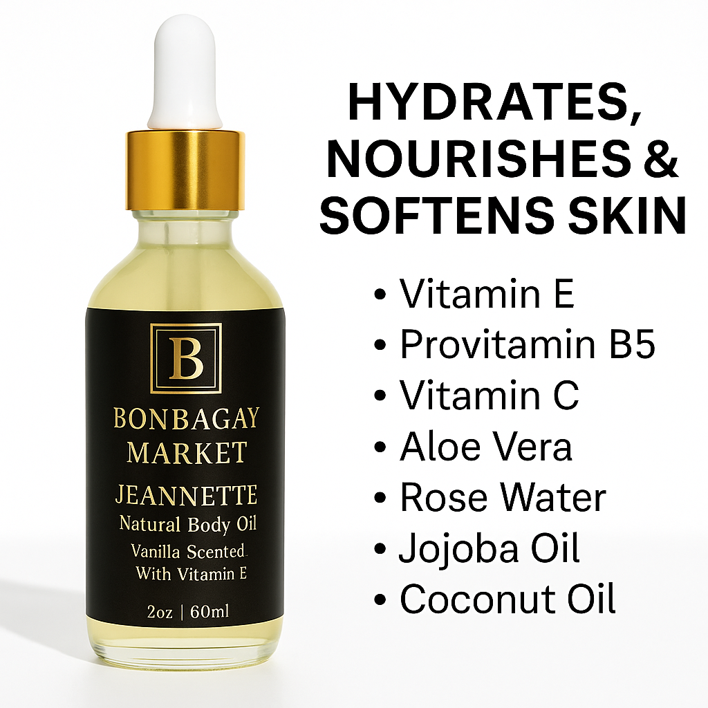 Jeannette Body Oil – Luxury Vitamin E, C & B5 Hydration Blend